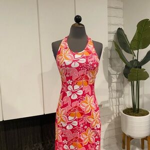 Pink and Orange Floral Halter Dress